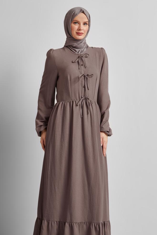 Hijab-Kleidung NERZ GEBUNDENES KLEID 45433 - ALVİNA