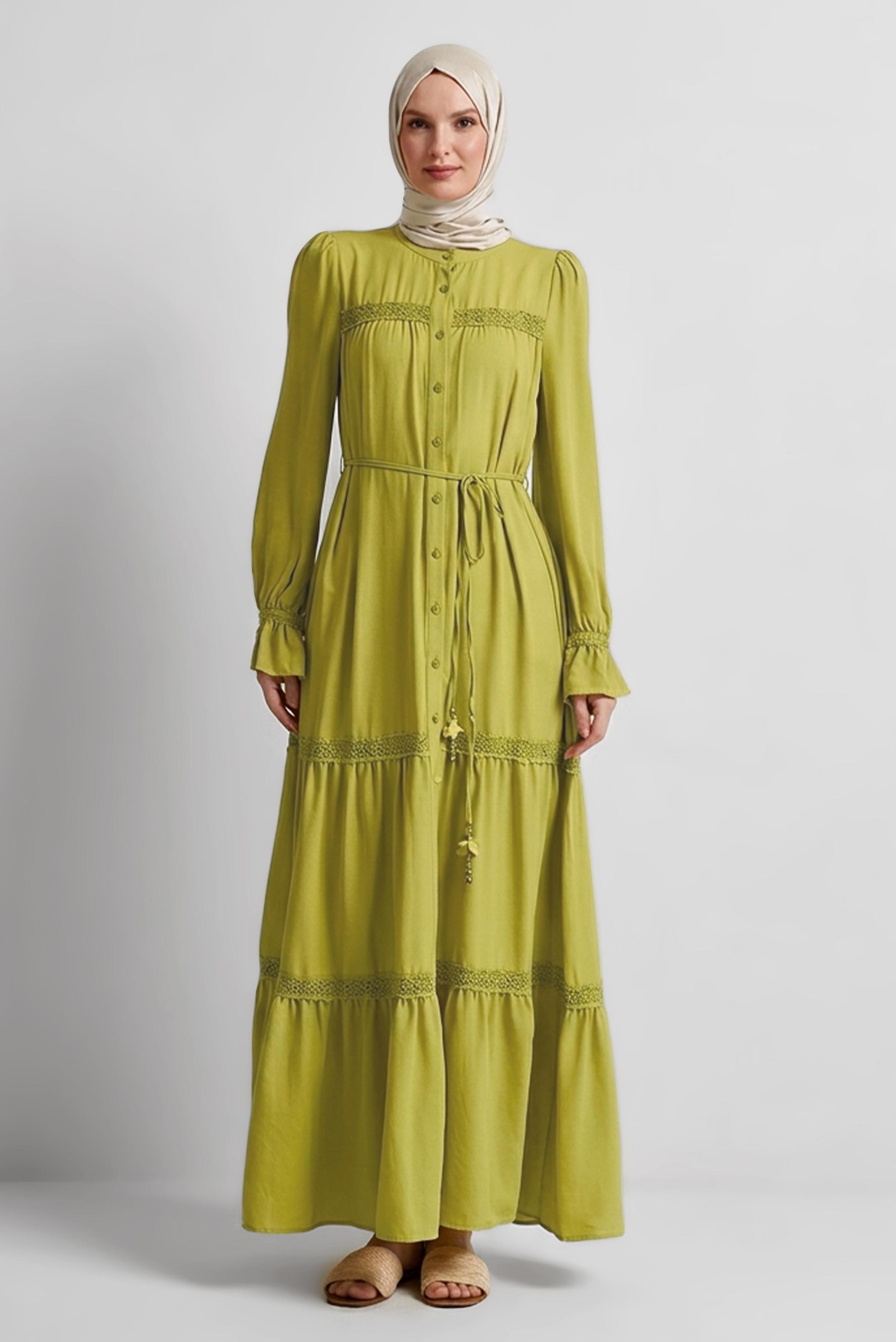 Hijab clothing GREEN TIED DRESS 45434