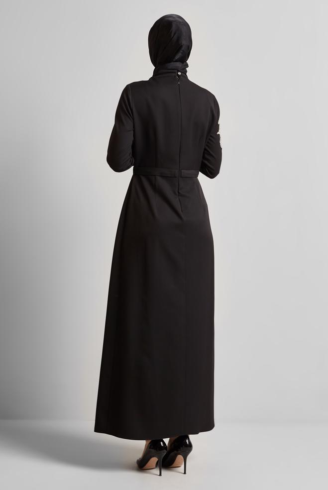 Hijab clothing BLACK GEM EMBROIDERD DRESS 45448 - ALVİNA