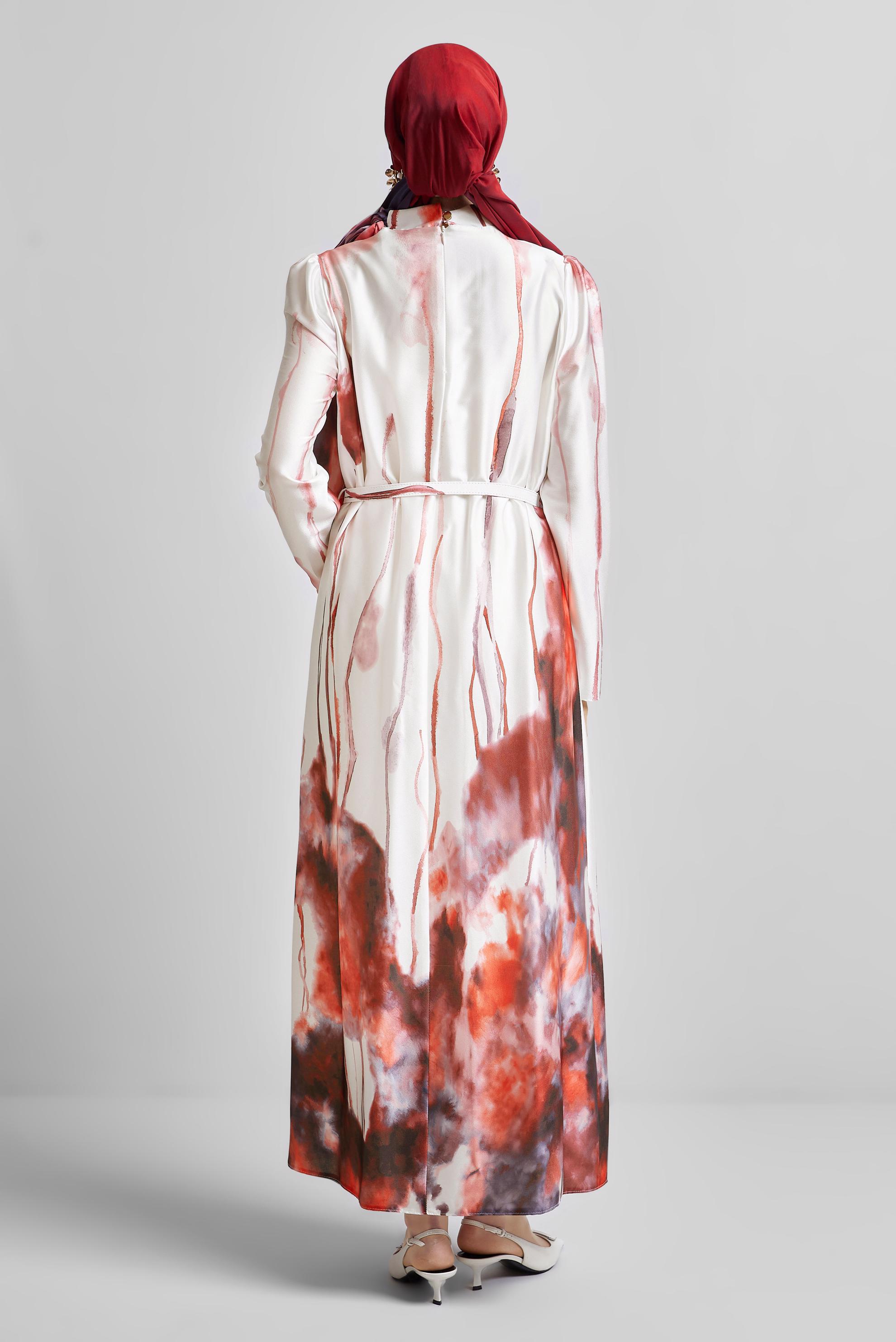 Hijab clothing CLARET RED BELTED DRESS 45451