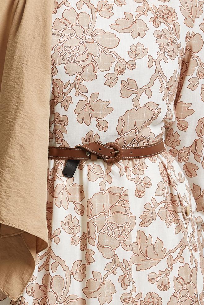 Hijab-Kleidung NERZ KLEID MIT GÜRTELMUSTER 45458 - ALVİNA