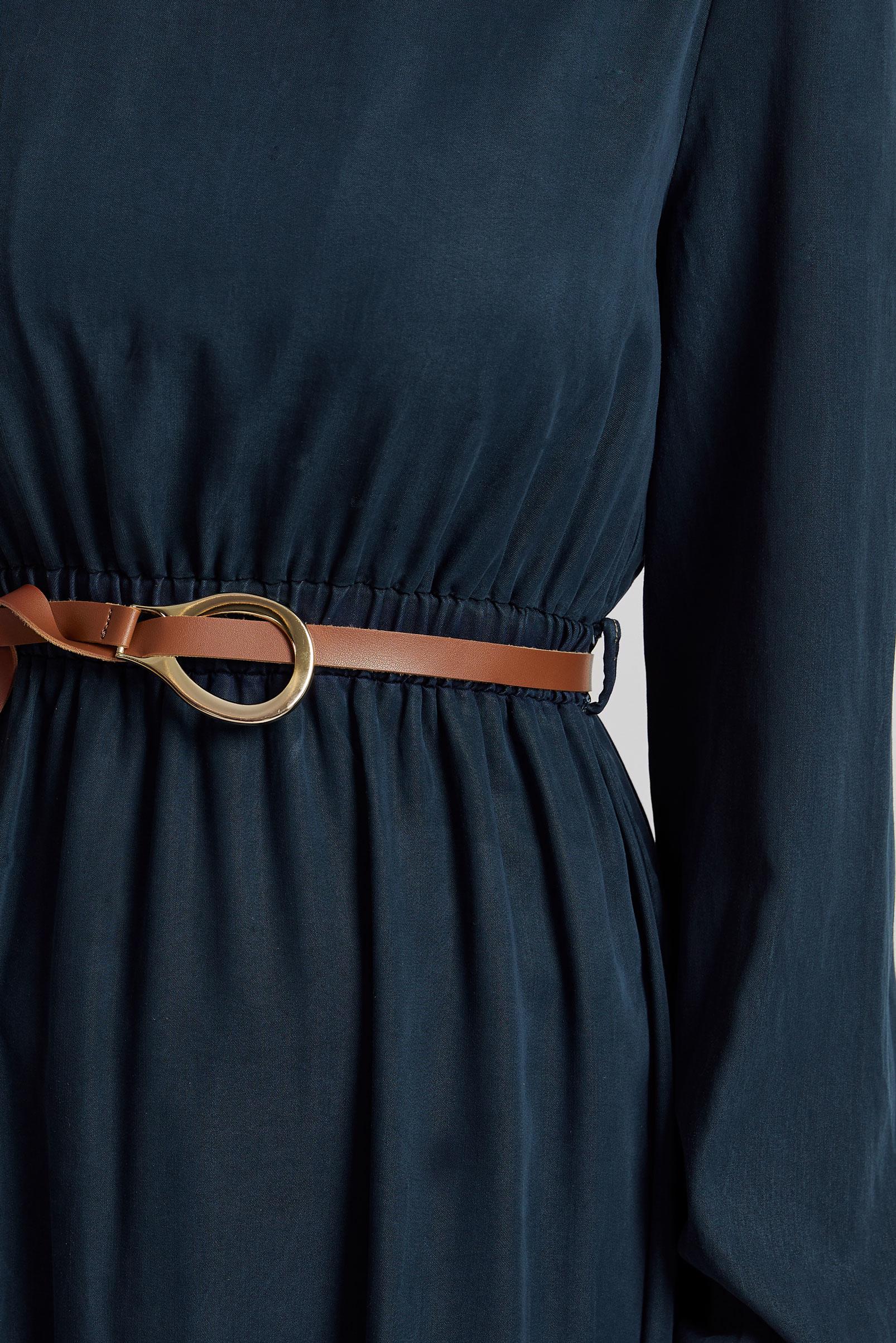 Tesettür giyim LACİVERT KEMERLİ DENİM ELBİSE 45502