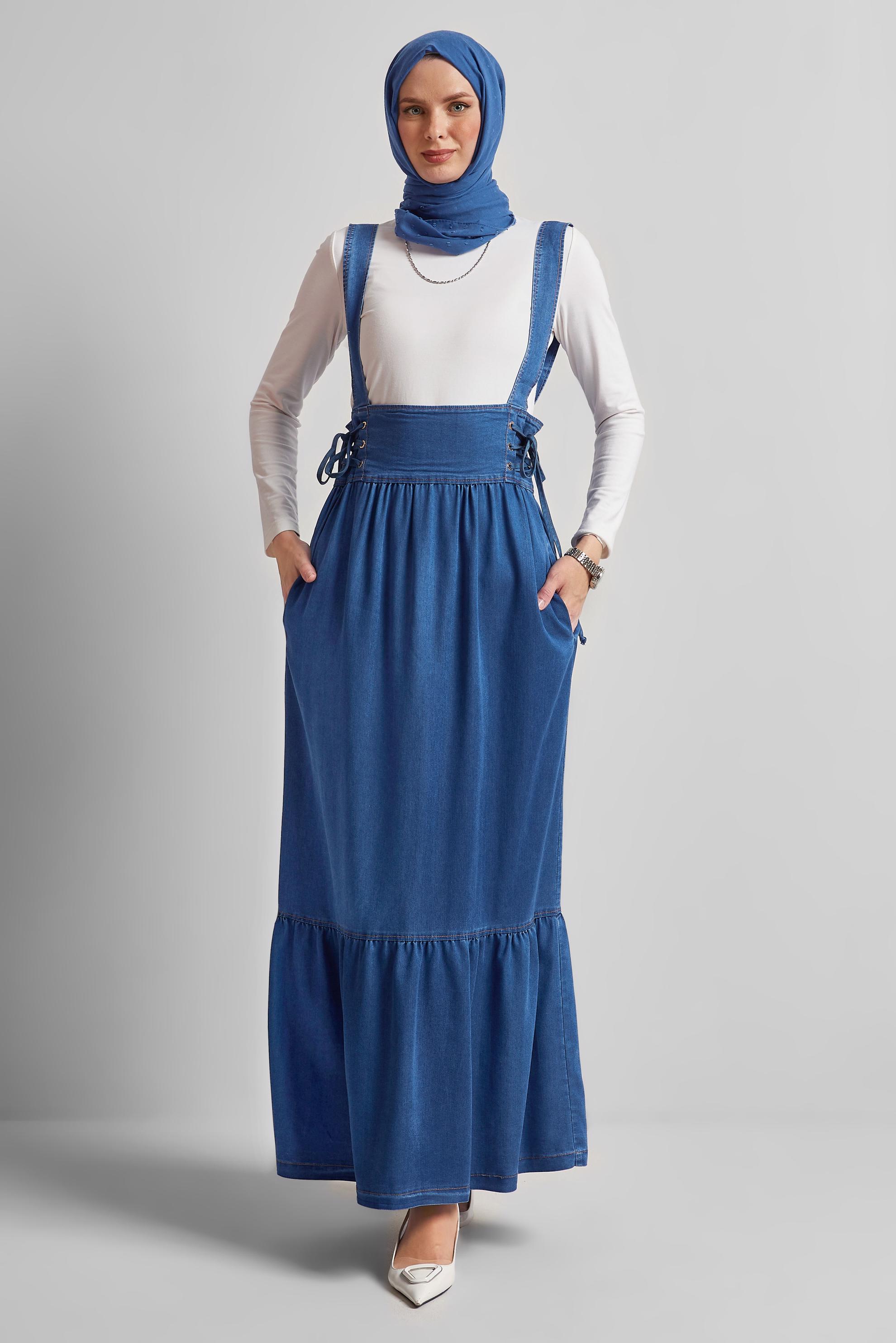 Vêtements hijab BLEU ROBE TABLIER EN JEAN 45512
