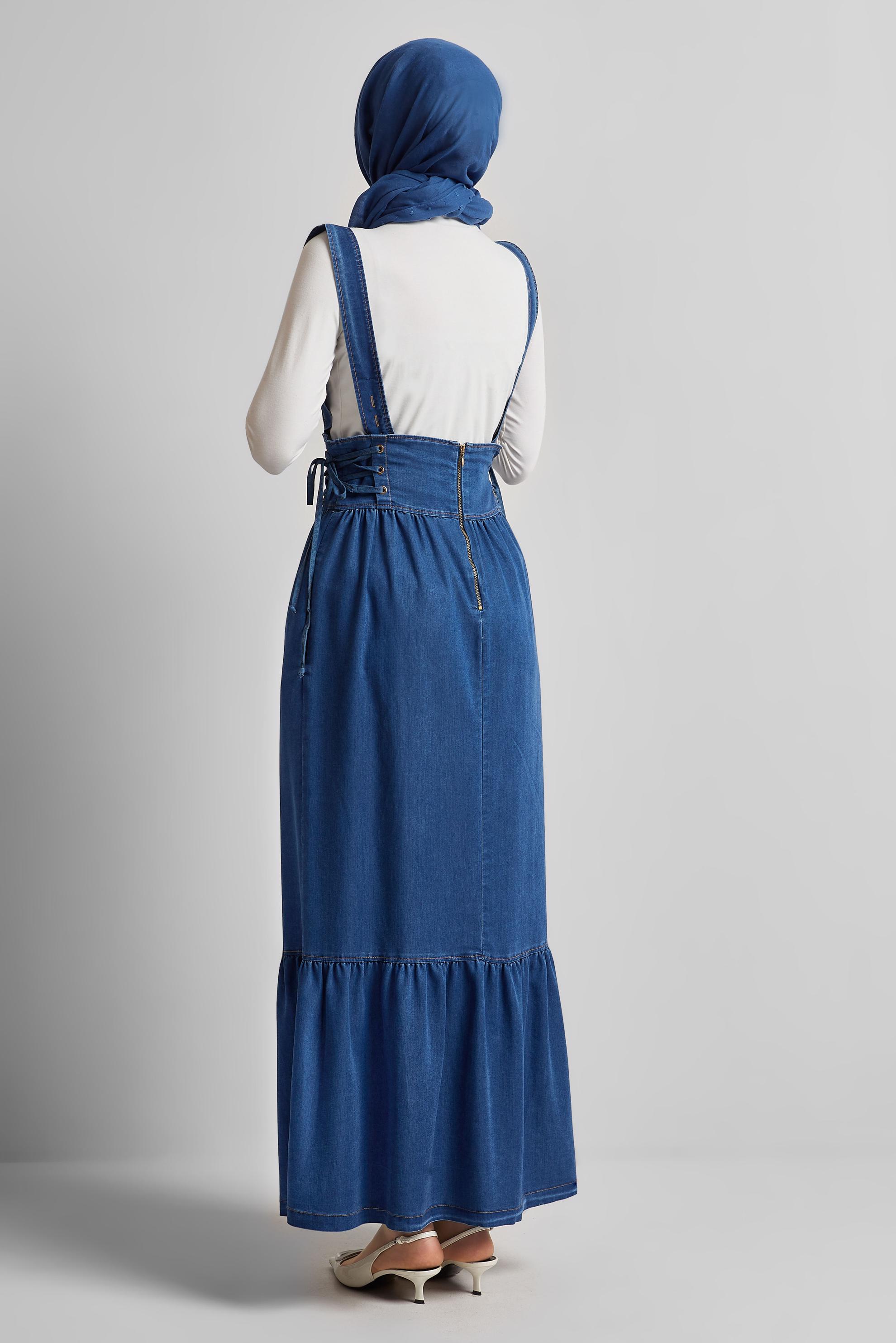 Vêtements hijab BLEU ROBE TABLIER EN JEAN 45512