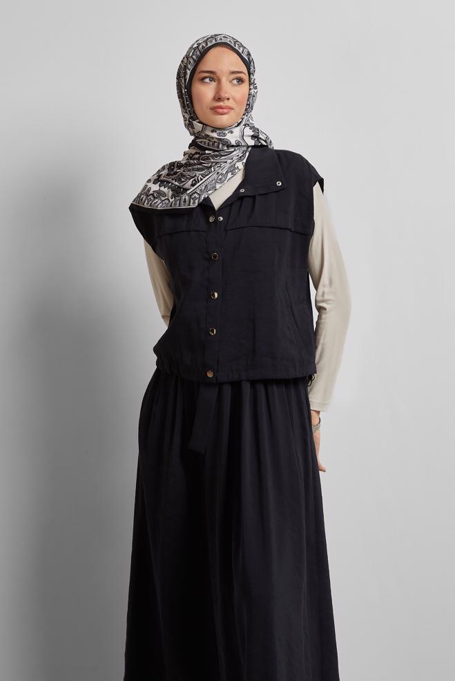 Hijab clothing BLACK DRESS SUIT WITH VEST 45524 - ALVİNA