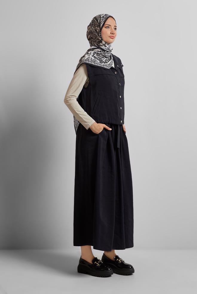Hijab clothing BLACK DRESS SUIT WITH VEST 45524 - ALVİNA