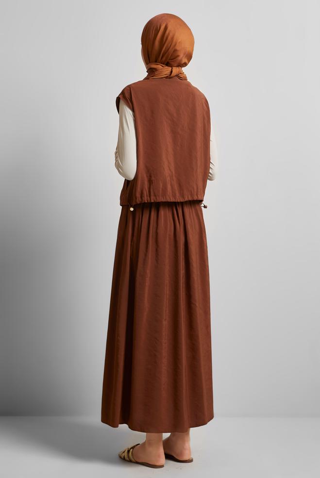 Vêtements hijab BRUN COSTUME AVEC GILET 45524 - ALVİNA
