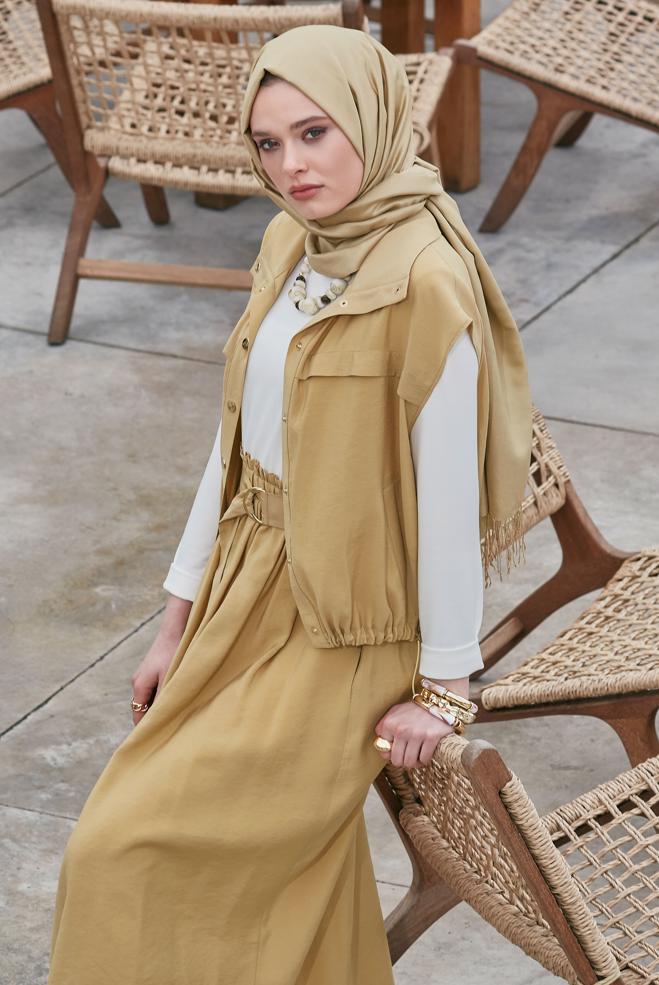 Vêtements hijab BRUN COSTUME AVEC GILET 45524 - ALVİNA