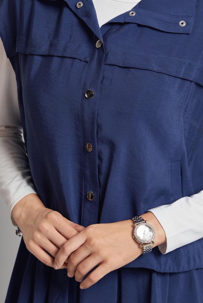 Hijab clothing NAVY BLUE DRESS SUIT WITH VEST 45524 - ALVİNA