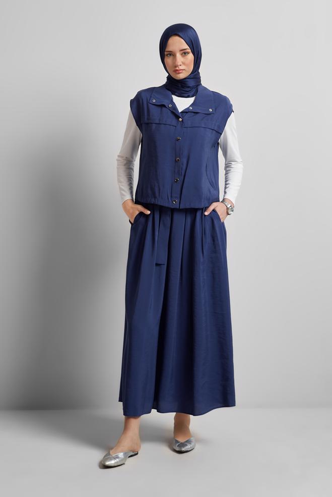 Hijab clothing NAVY BLUE DRESS SUIT WITH VEST 45524 - ALVİNA