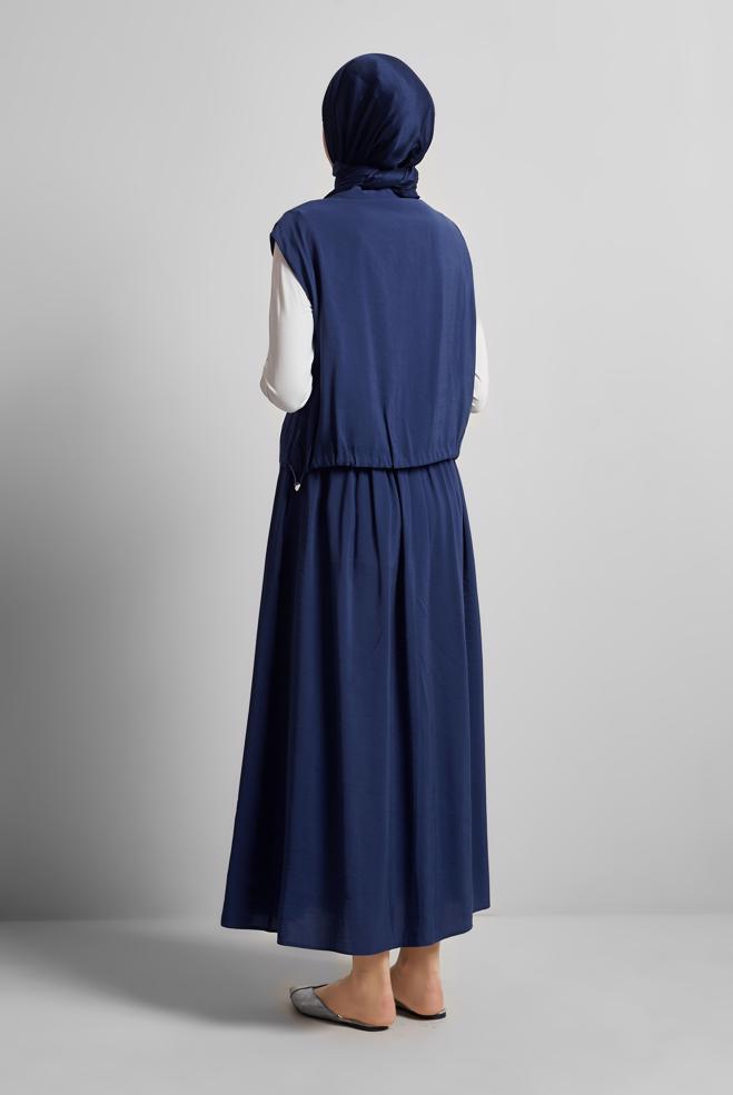 Hijab clothing NAVY BLUE DRESS SUIT WITH VEST 45524 - ALVİNA