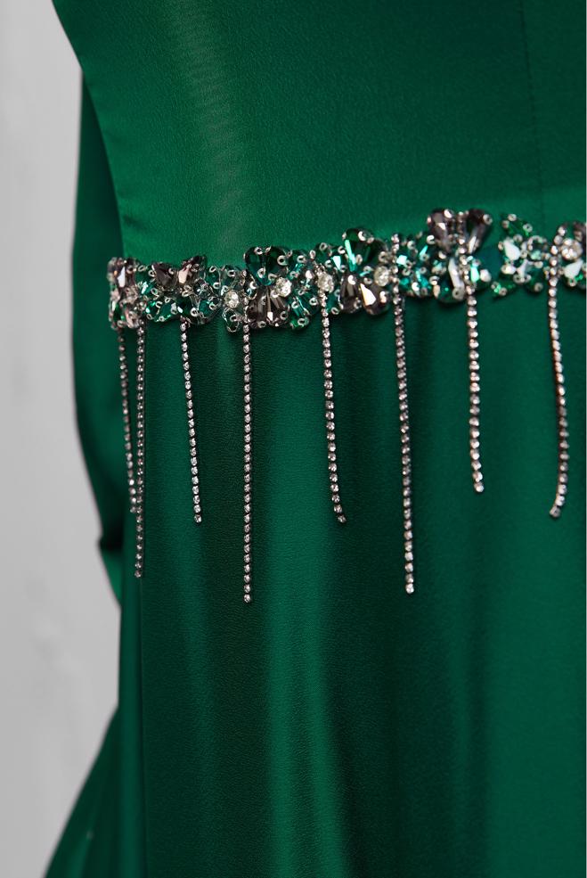 Vêtements hijab VERT ROBE EN SATIN 45550 - ALVİNA