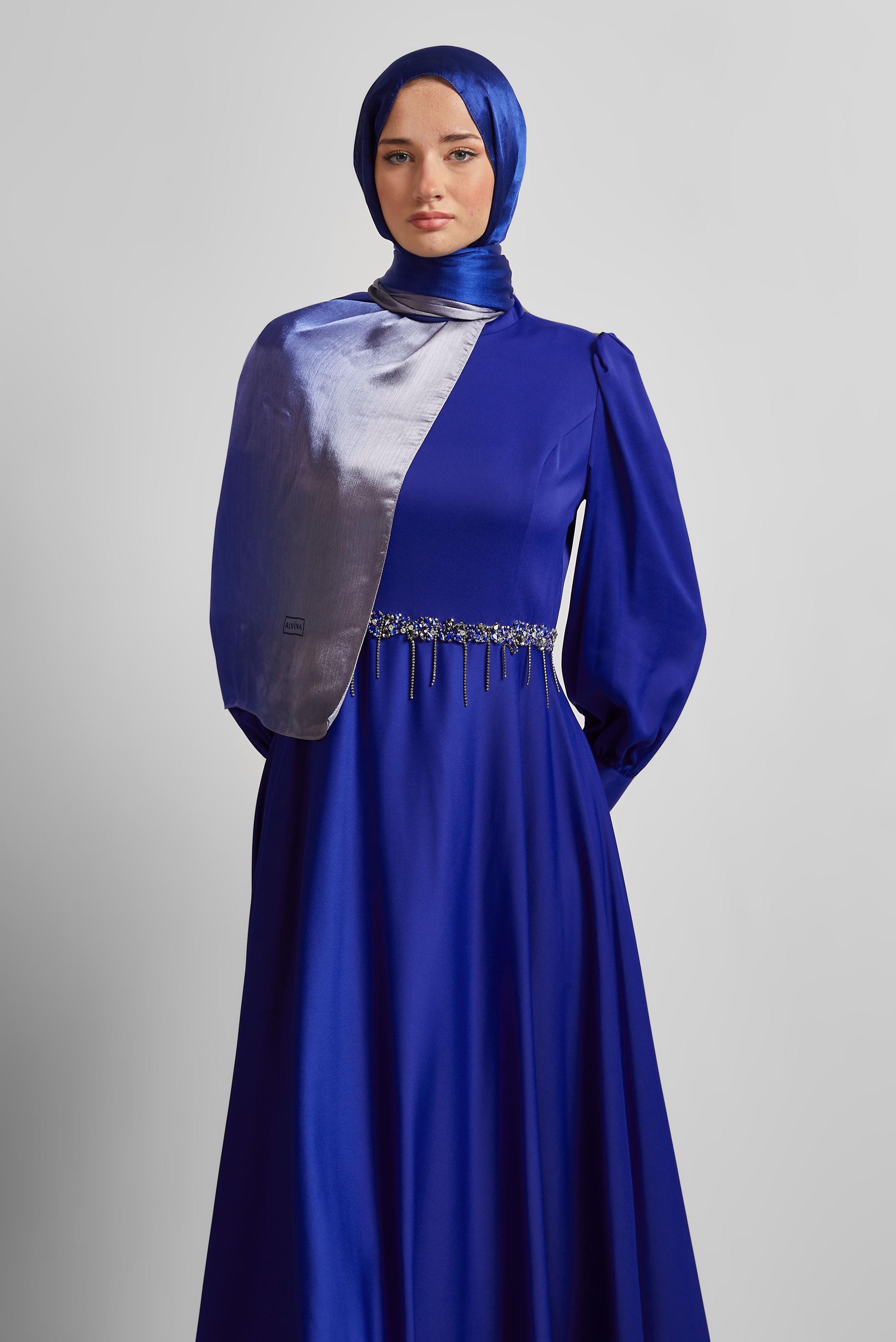Vêtements hijab BLEU ROBE EN SATIN 45550