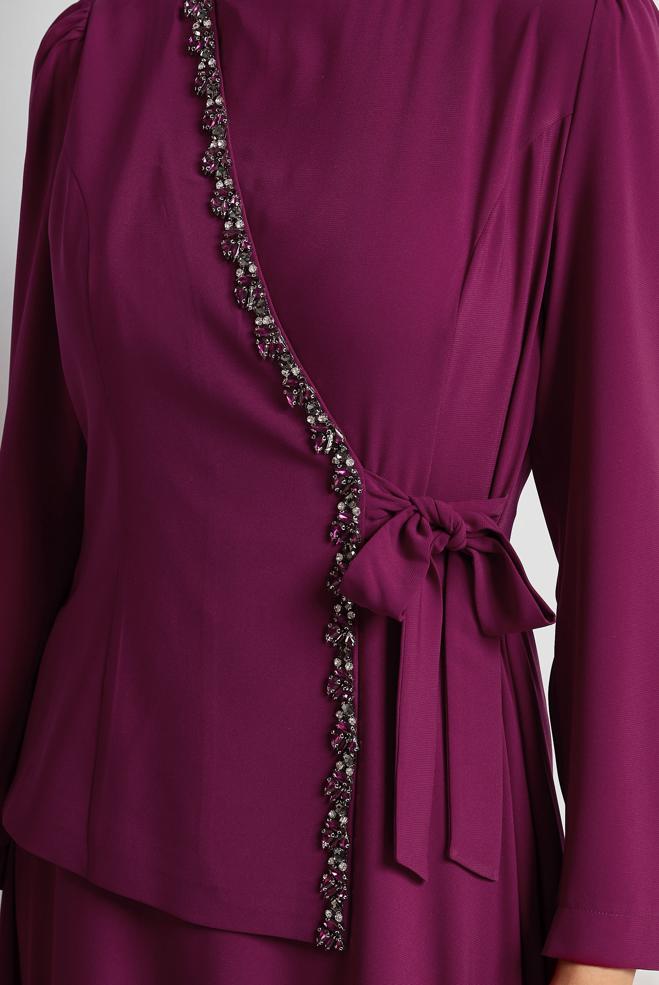 Vêtements hijab FUCHSIA ROBE AVEC GEMME 45557 - ALVİNA