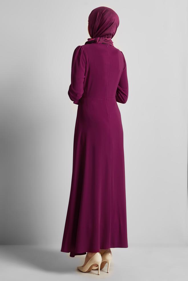 Vêtements hijab FUCHSIA ROBE AVEC GEMME 45557 - ALVİNA