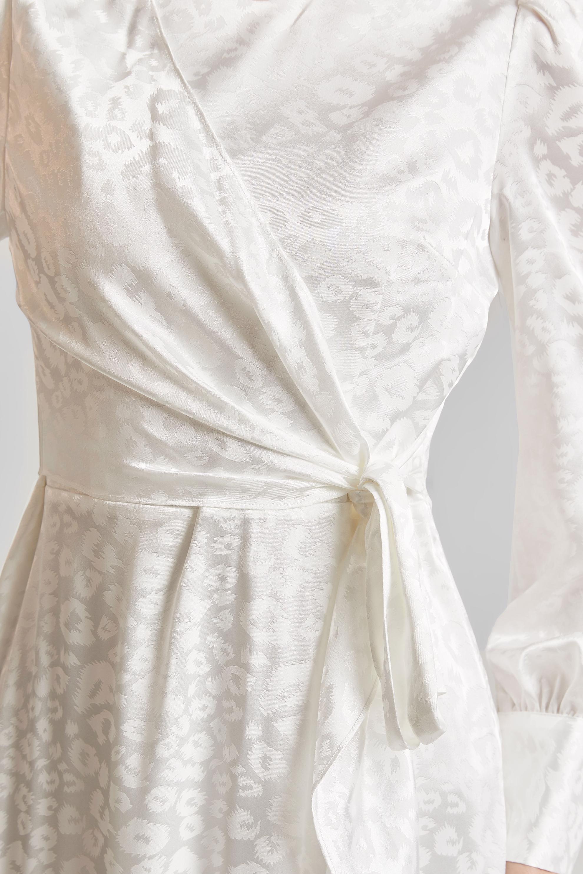 Tesettür giyim BEYAZ SATEN JAKAR ELBİSE 45578