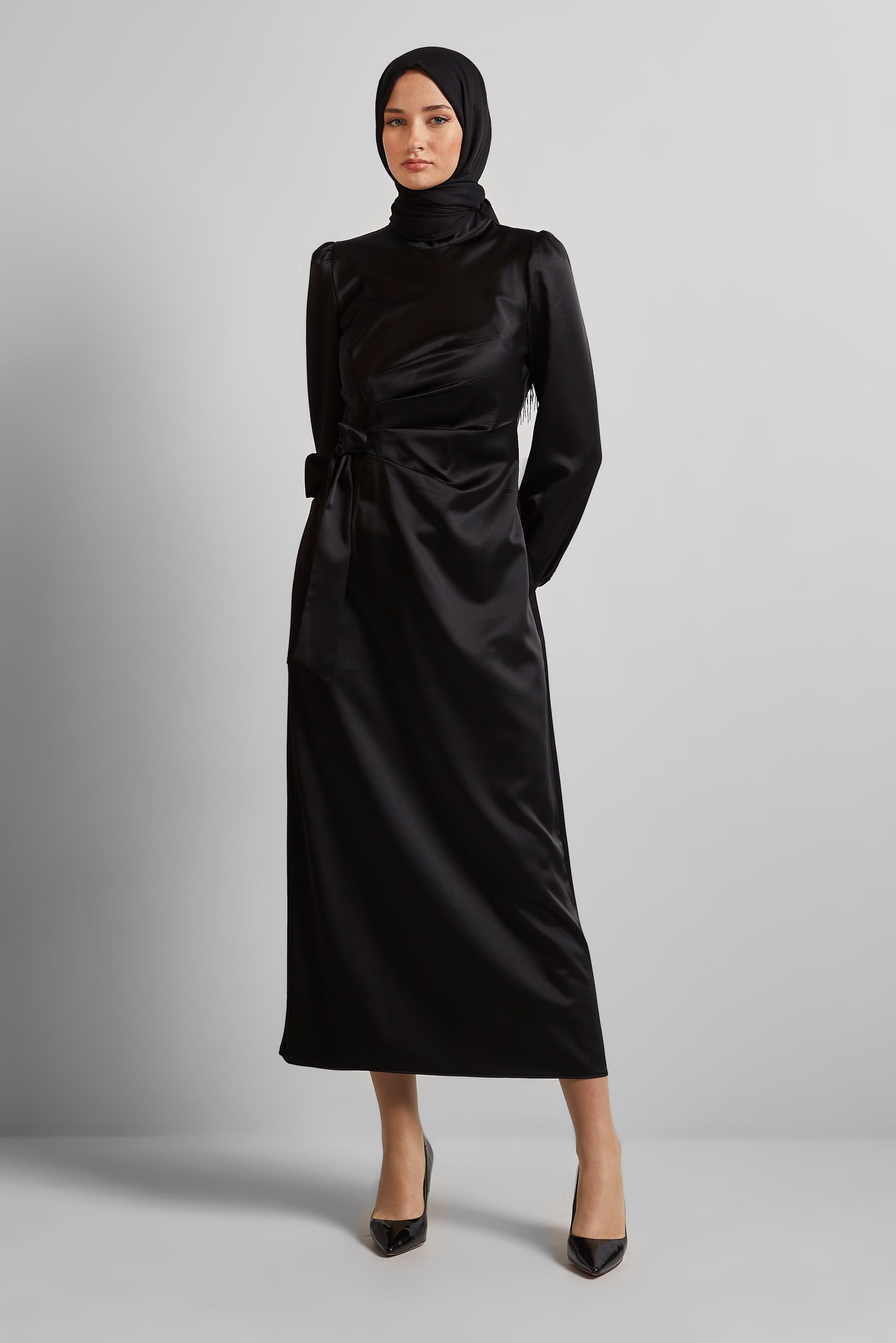 Vêtements hijab NOIR ROBE EN SATIN 45649