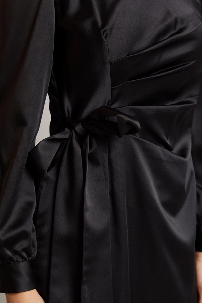 Vêtements hijab NOIR ROBE EN SATIN 45649 - ALVİNA