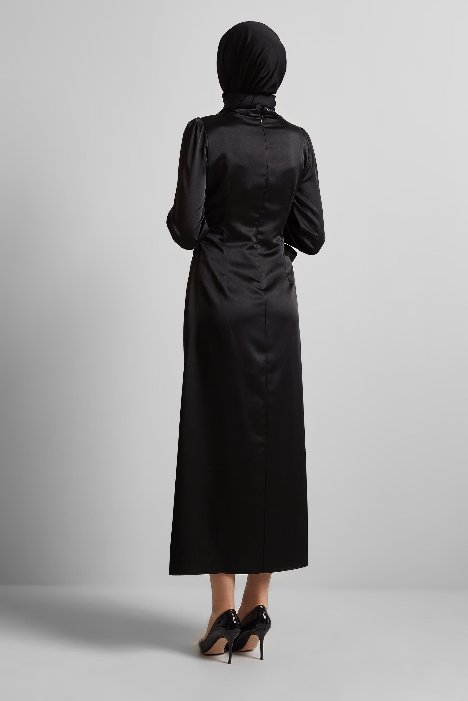 Vêtements hijab NOIR ROBE EN SATIN 45649
