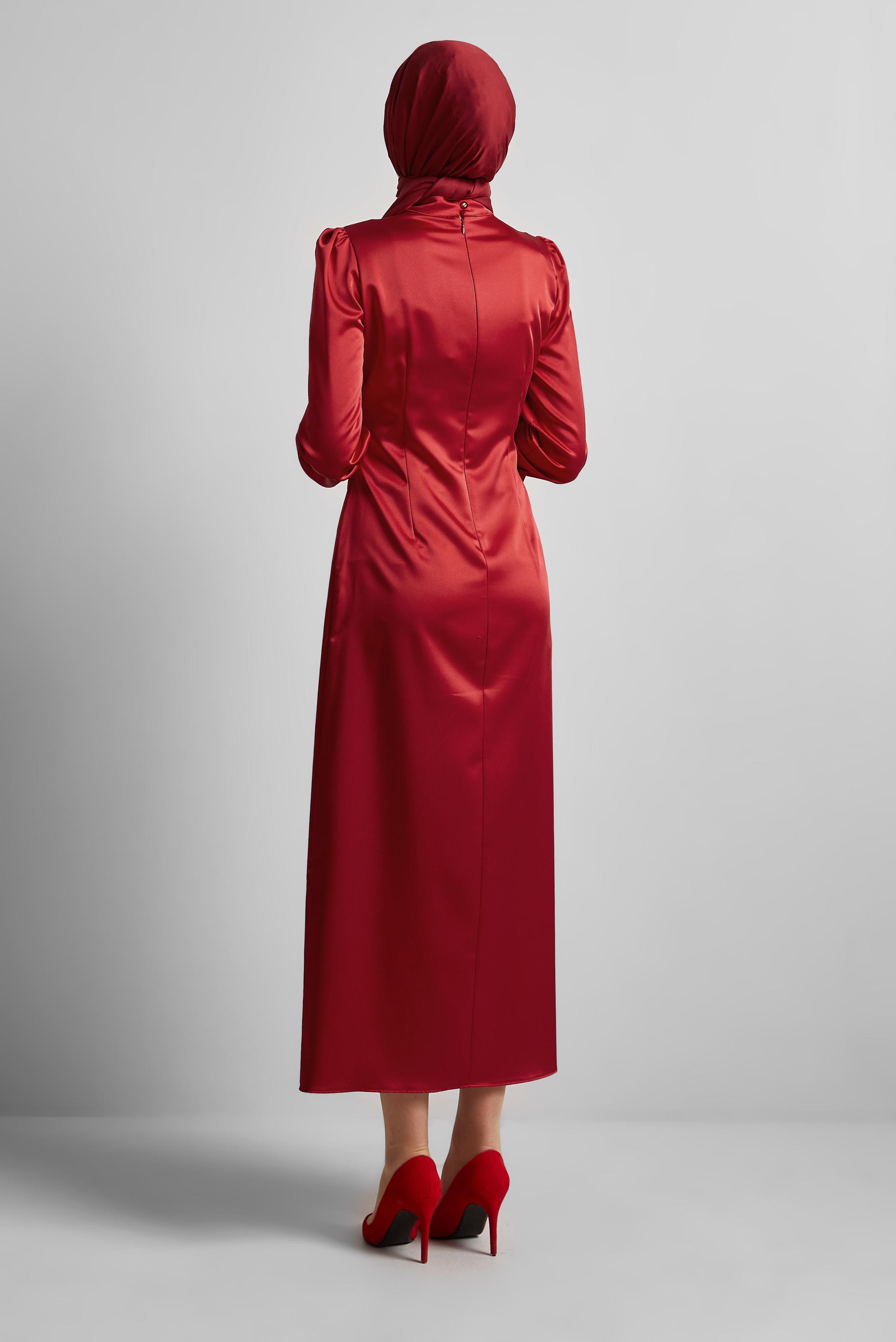 Vêtements hijab ROUGE ROBE EN SATIN 45649