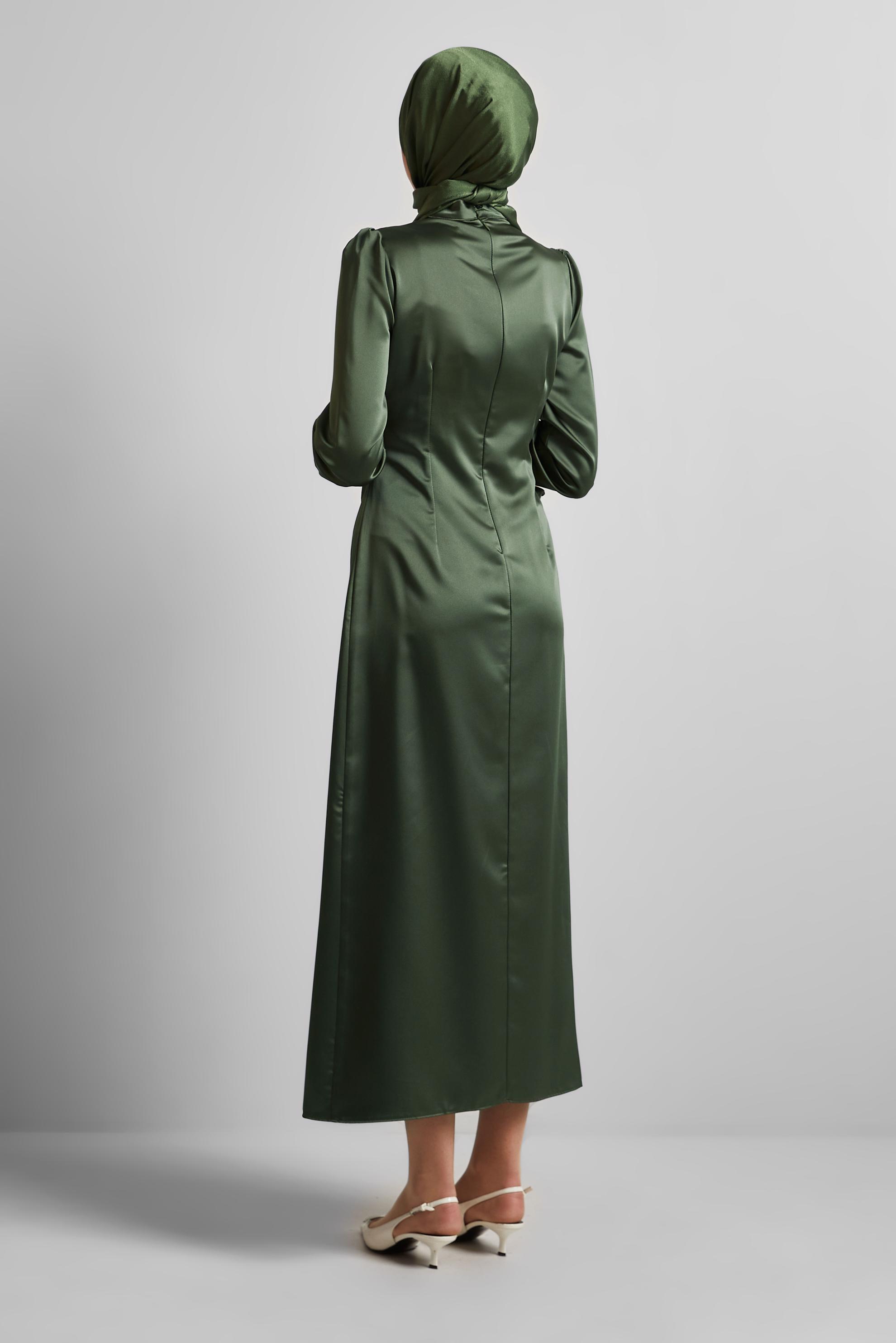 Vêtements hijab KAKI ROBE EN SATIN 45649