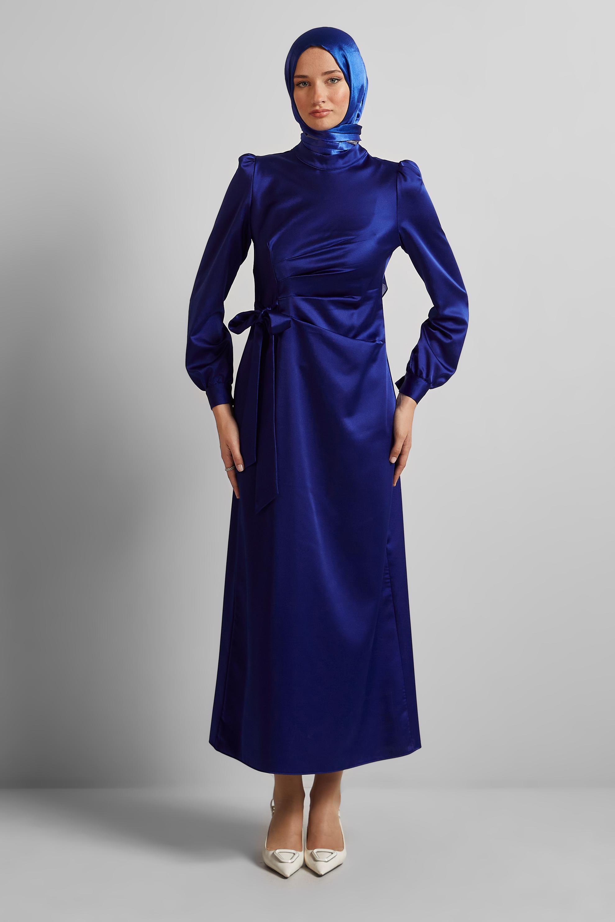 Vêtements hijab BLEU ROBE EN SATIN 45649