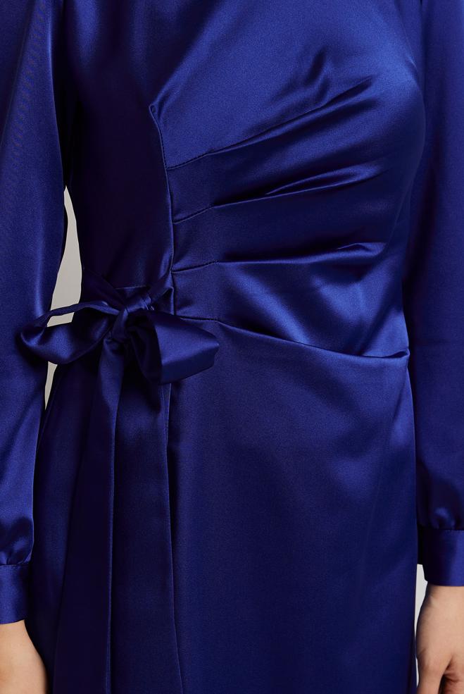 Vêtements hijab BLEU ROBE EN SATIN 45649 - ALVİNA