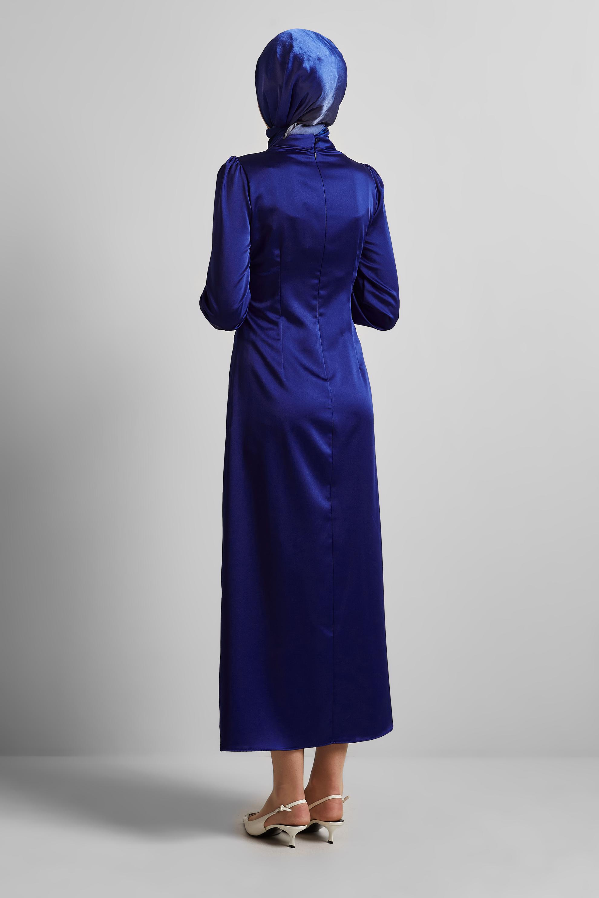 Vêtements hijab BLEU ROBE EN SATIN 45649