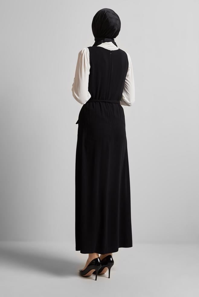 Hijab-Kleidung SCHWARZ BESTICKTER FRACKANZUG 45658 - ALVİNA