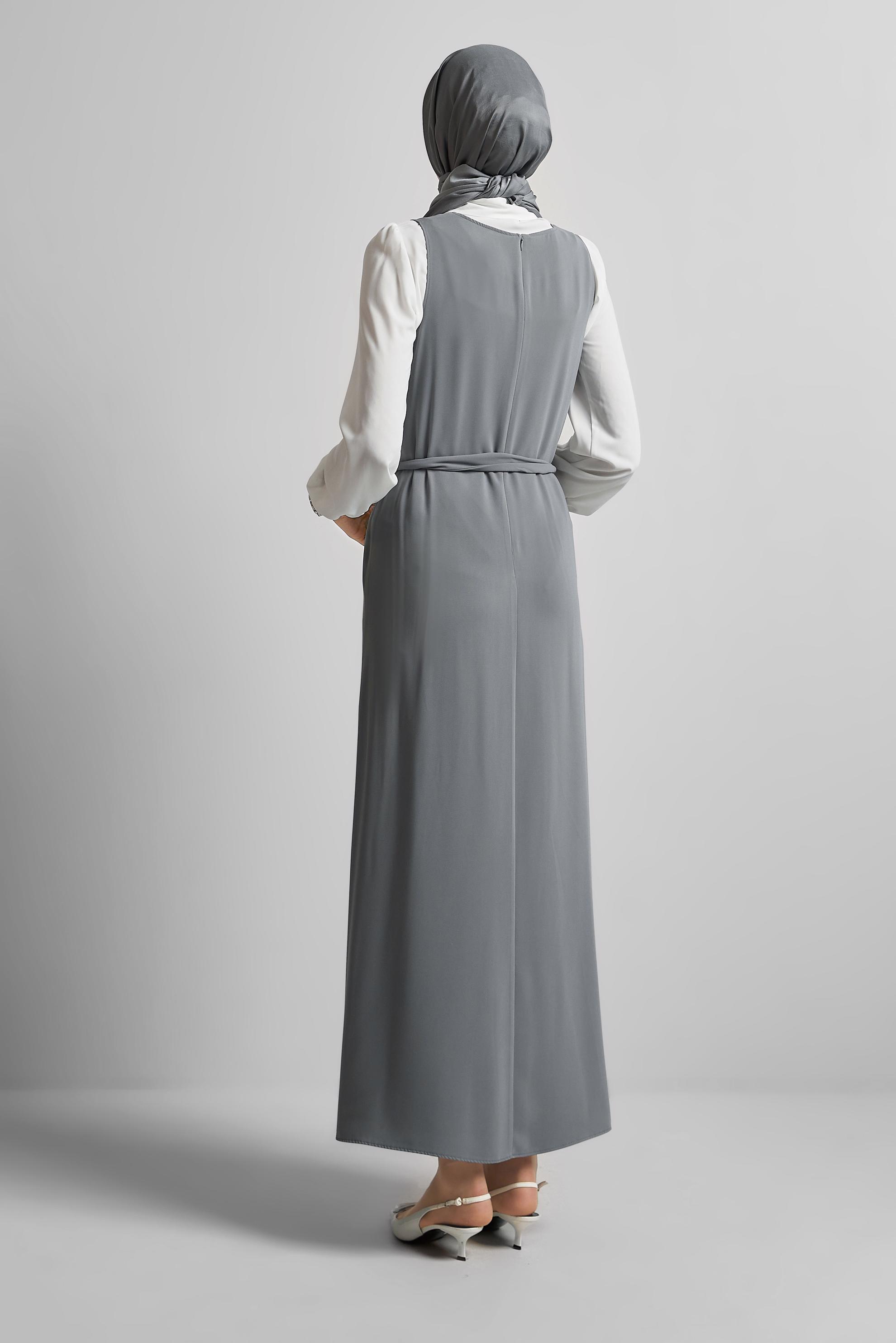 Hijab clothing GREY EMBROIDERED DRESS SUIT 45658