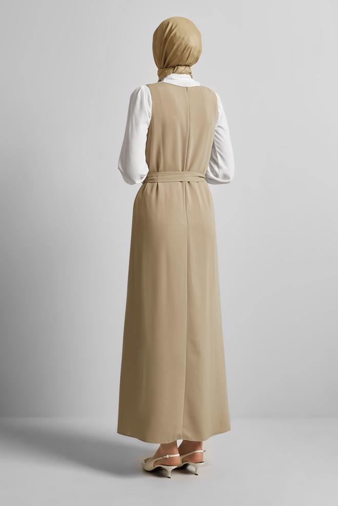Vêtements hijab BEIGE COSTUME HABILLÉ BRODÉ 45658 - ALVİNA