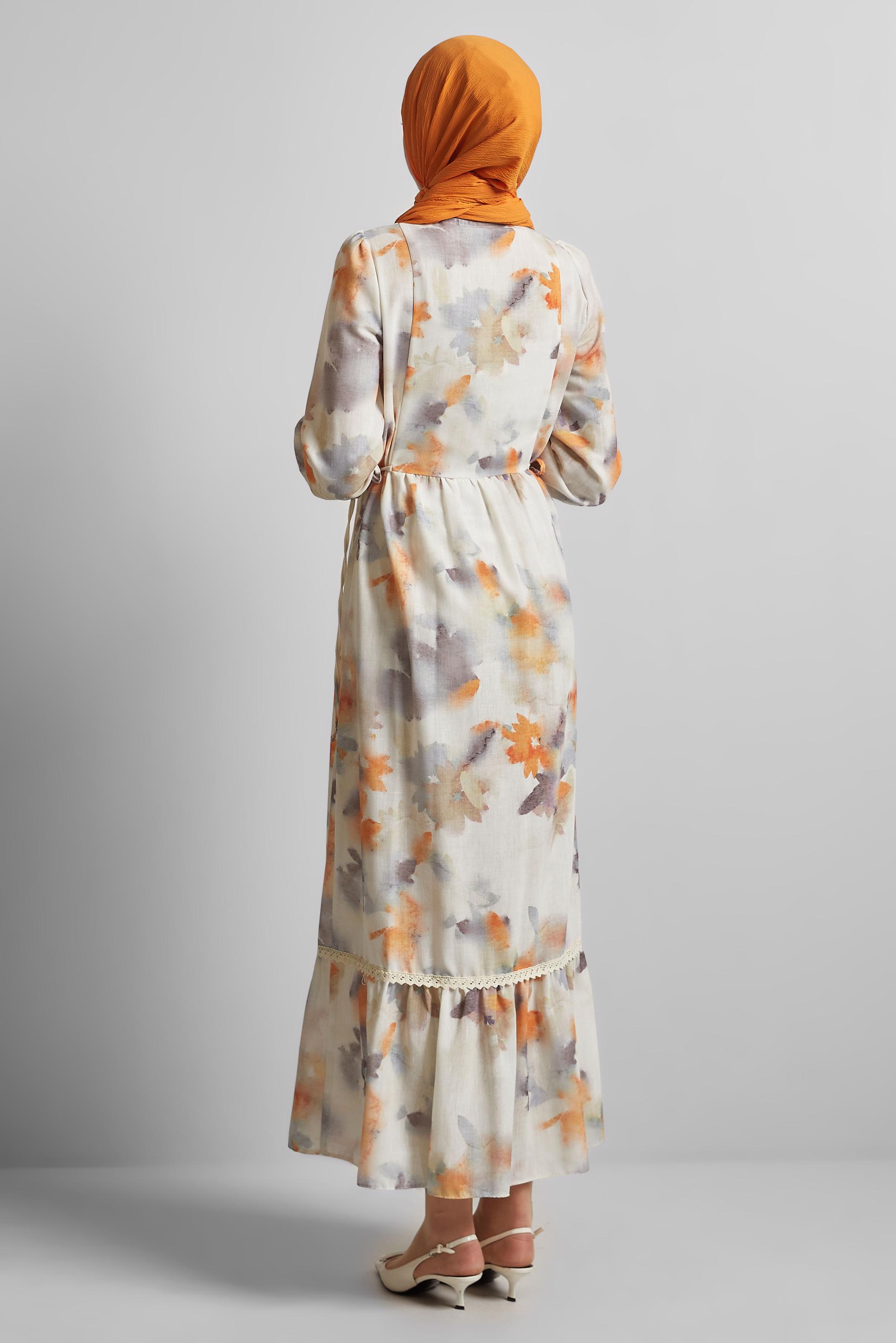 Vêtements hijab ORANGE ROBE À MOTIFS 45661