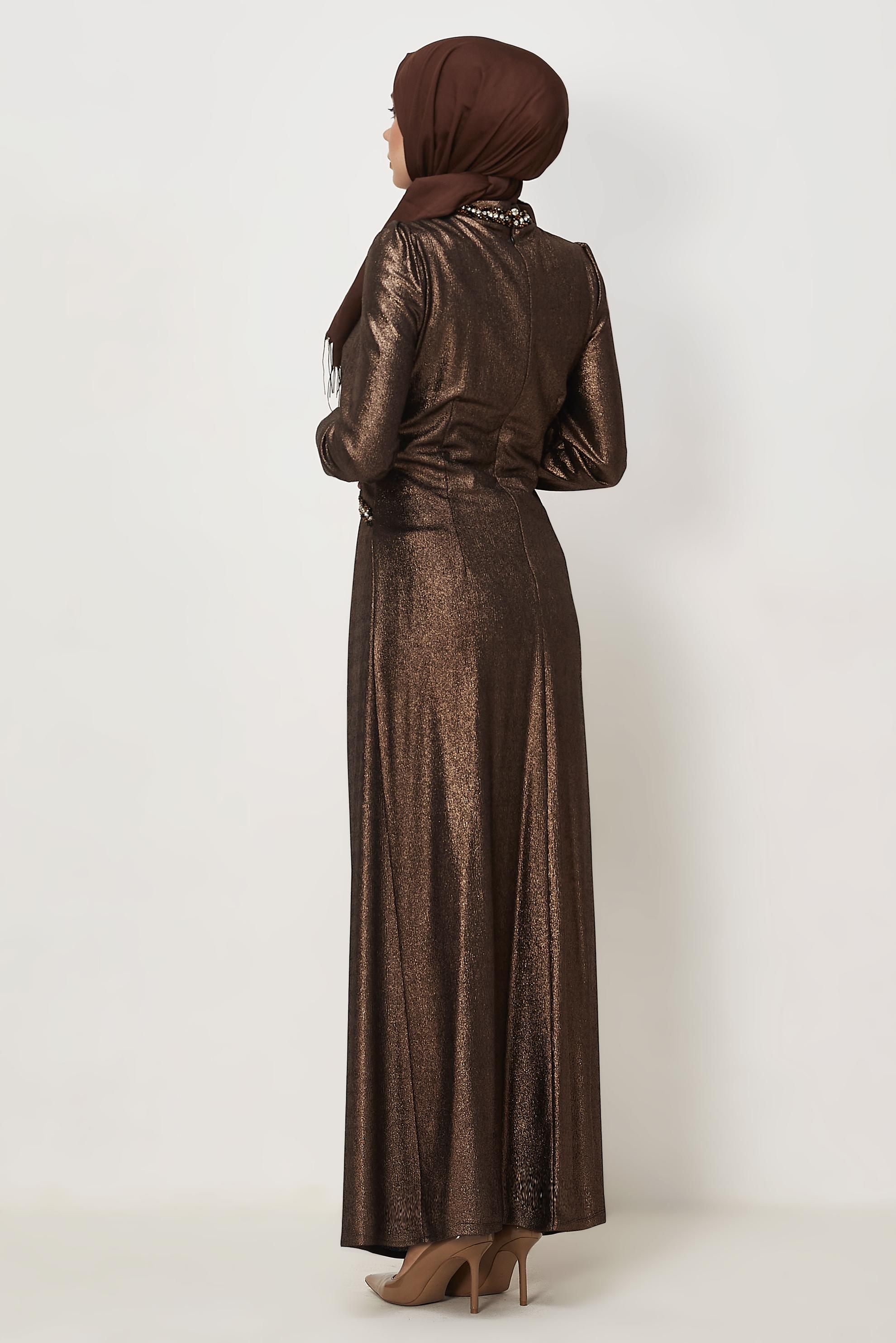 Vêtements hijab NOIR ROBE DÉTAILLÉE DE GEMME 45675