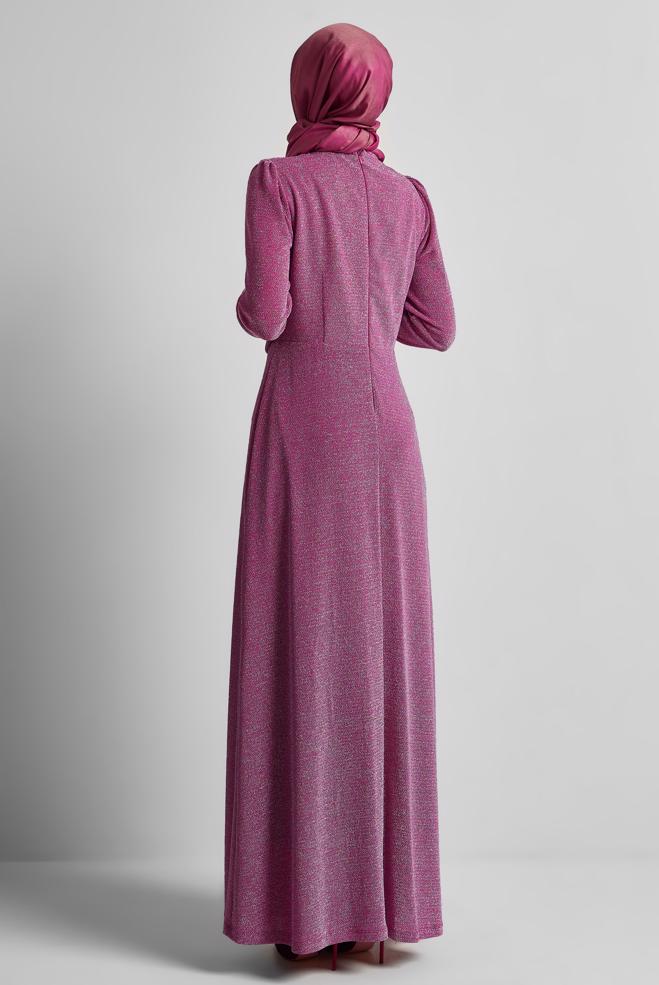 Vêtements hijab BEIGE ROBE DÉTAILLÉE DRAPÉE 45677 - ALVİNA