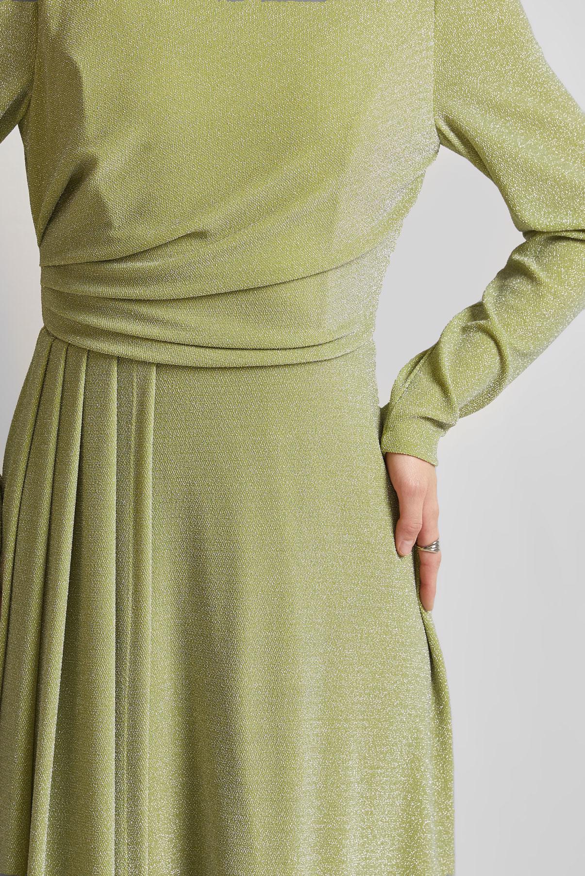 Tesettür giyim YEŞİL DRAPE DETAYLI SİMLİ ELBİSE 45677