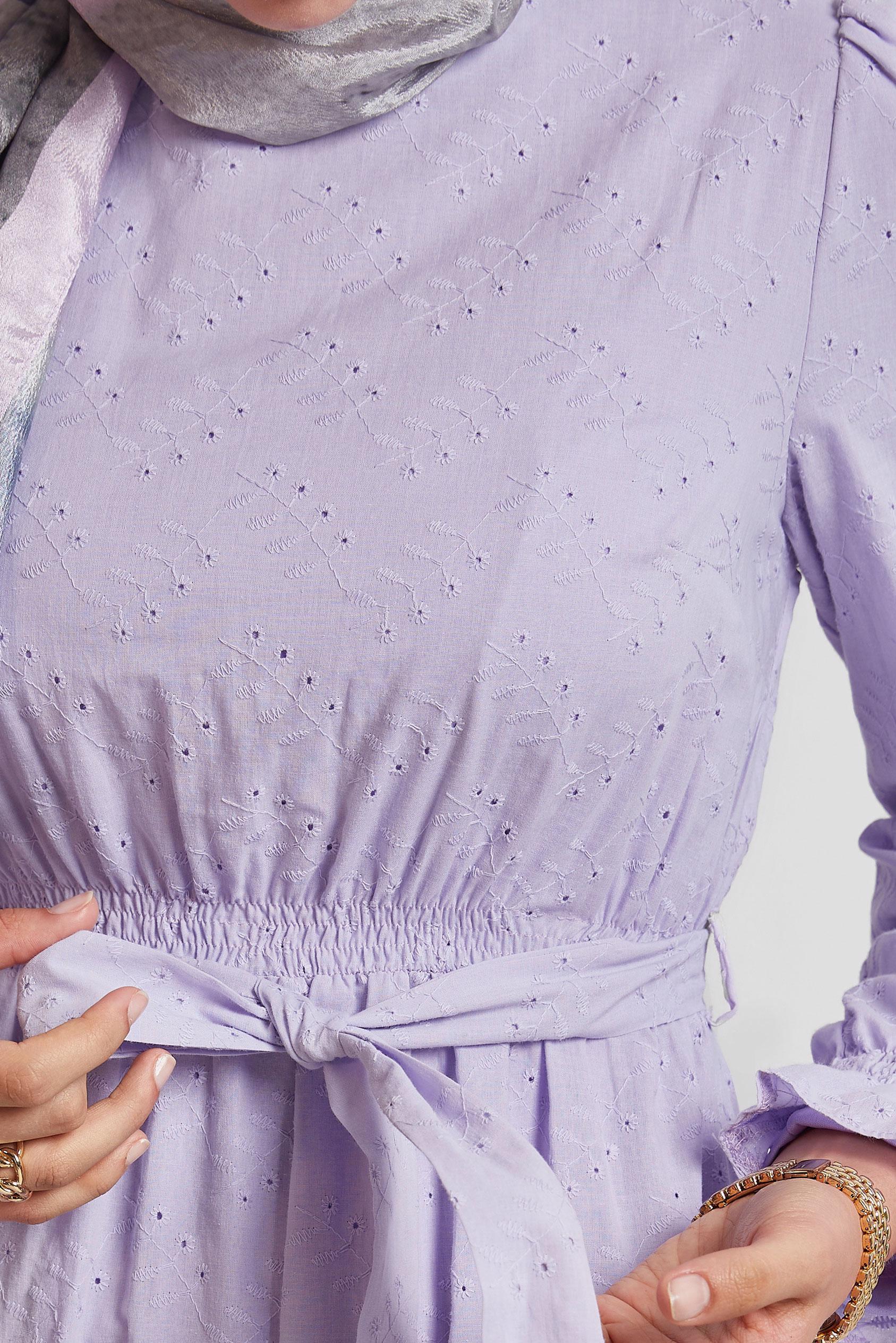 Vêtements hijab POURPRE ROBE CEINTURÉE EN COTON 45707