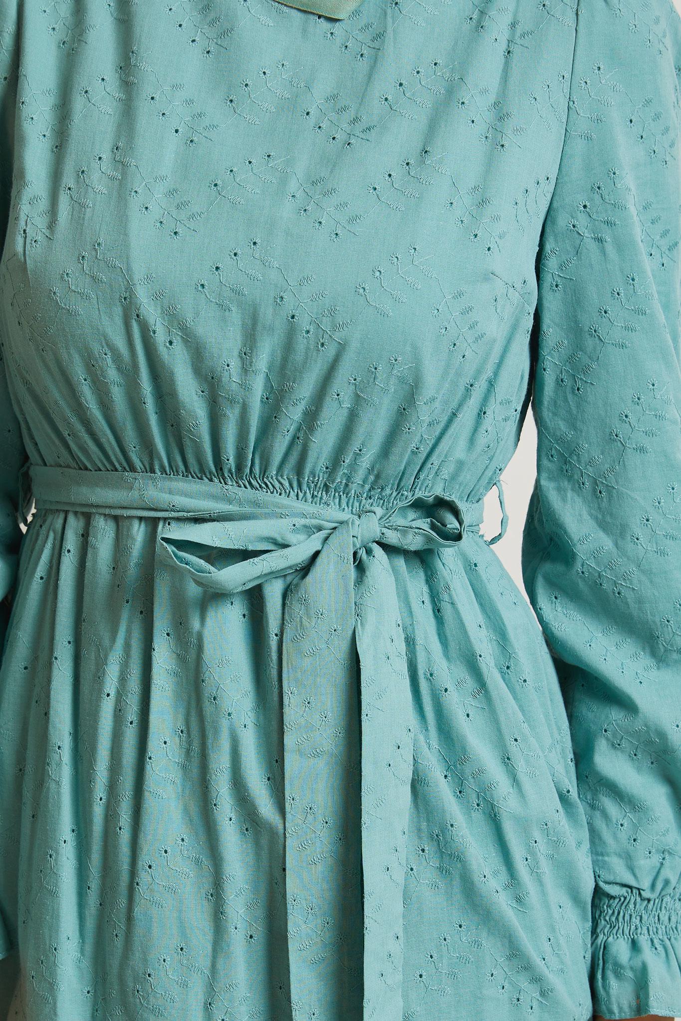 Vêtements hijab BLEU ROBE CEINTURÉE EN COTON 45707