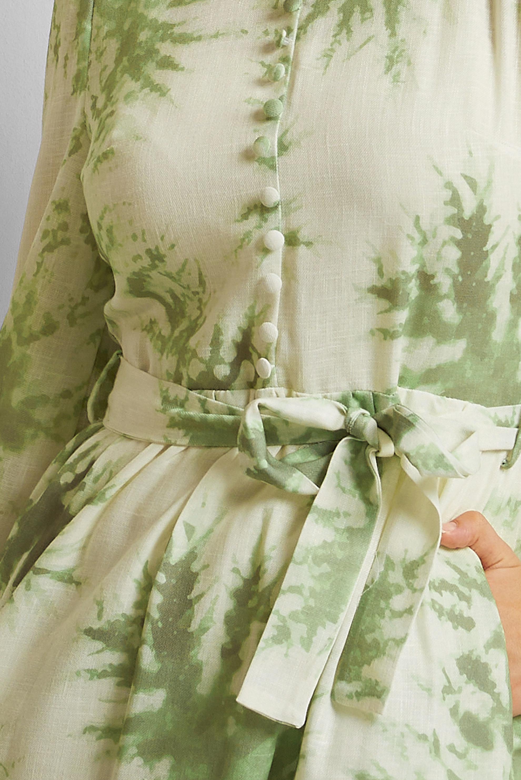 Vêtements hijab VERT ROBE À MOTIFS CEINTURÉE 45725