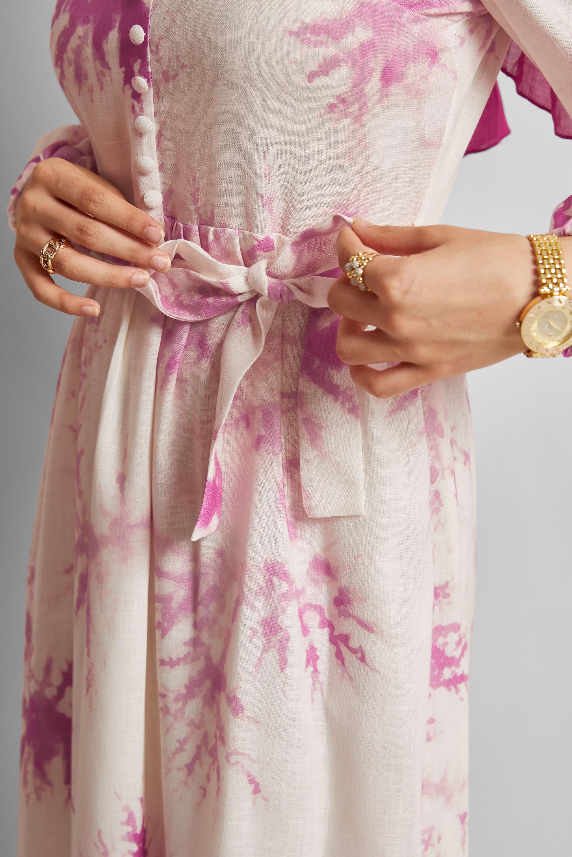 Vêtements hijab FUCHSIA ROBE À MOTIFS CEINTURÉE 45725