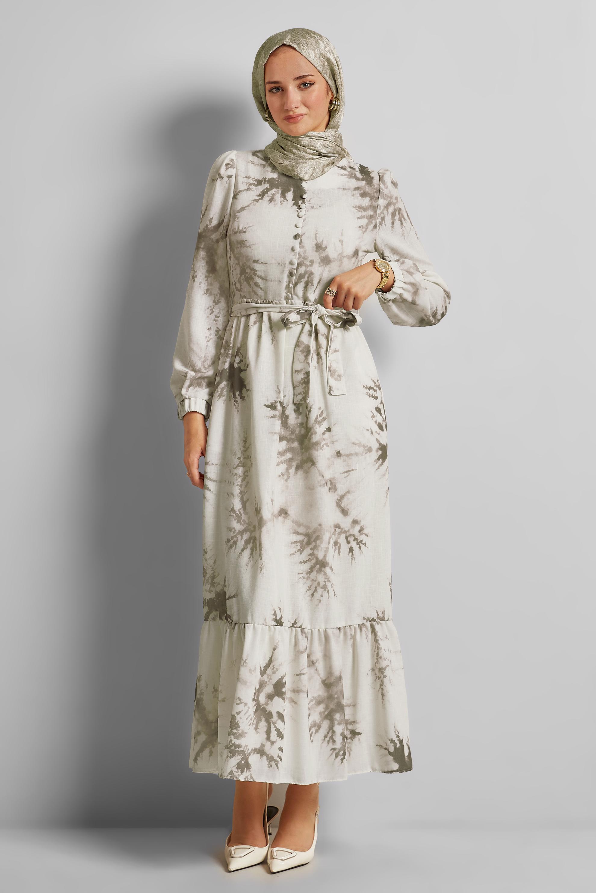 Vêtements hijab VISON ROBE À MOTIFS CEINTURÉE 45725