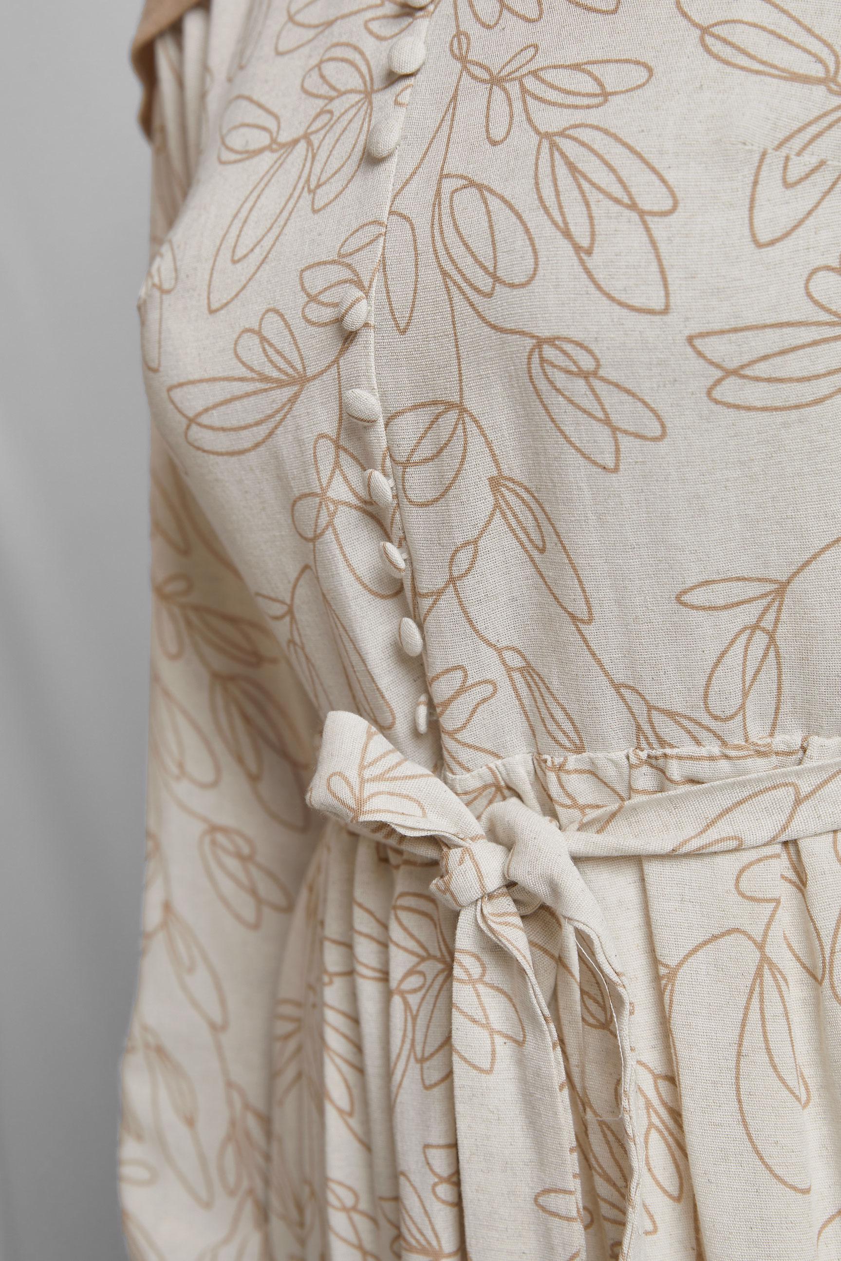 Hijab clothing BROWN BELTED LINEN DRESS 45726