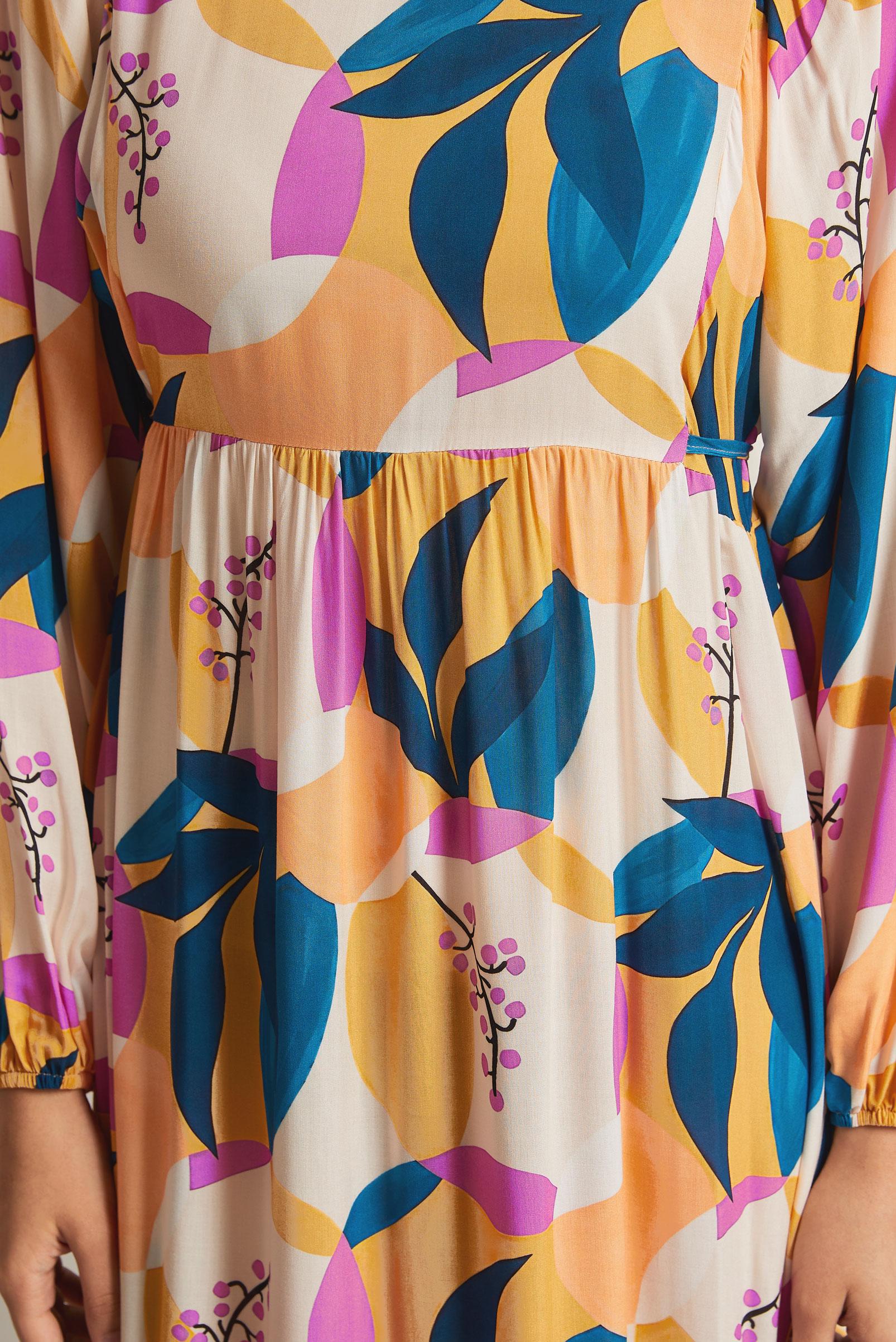 Vêtements hijab JAUNE ROBE VISCON À MOTIFS 45757