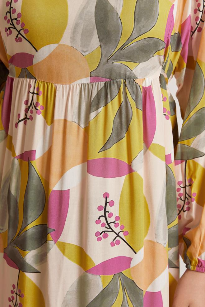 Vêtements hijab VERT ROBE VISCON À MOTIFS 45757 - ALVİNA