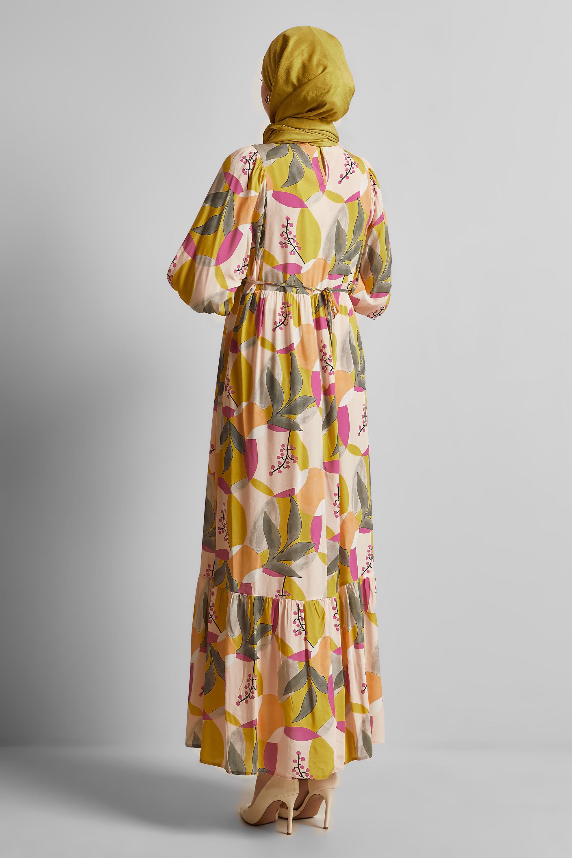 Vêtements hijab VERT ROBE VISCON À MOTIFS 45757