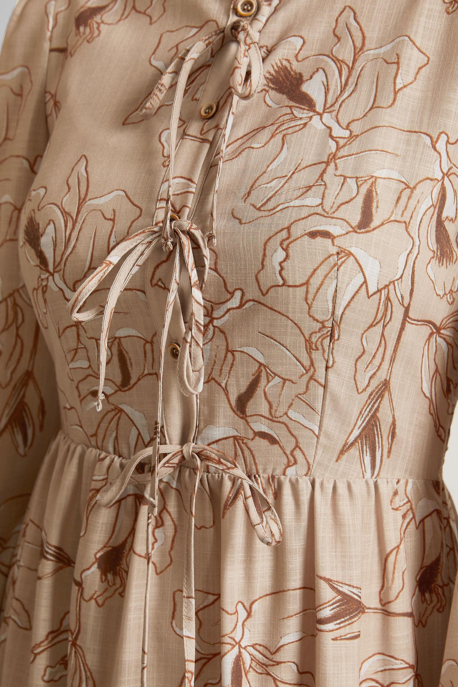 Tesettür giyim VİZON DESENLİ ELBİSE 45761