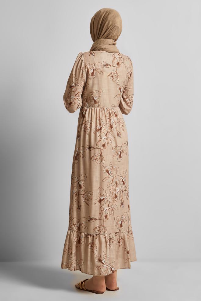 Vêtements hijab VISON ROBE À MOTIFS 45761 - ALVİNA