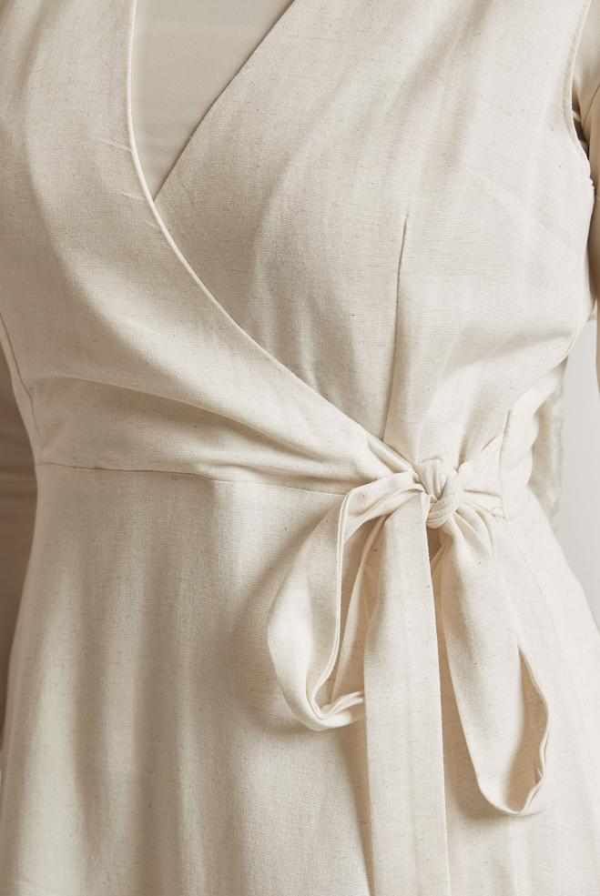 Vêtements hijab BLANC ROBE CHASUBLE CEINTURÉE 45769 - ALVİNA