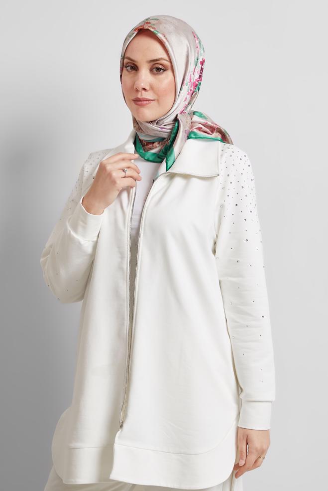 Tesettür giyim YEŞİL ALVİNA DESENLİ EŞARP 8523 - ALVİNA