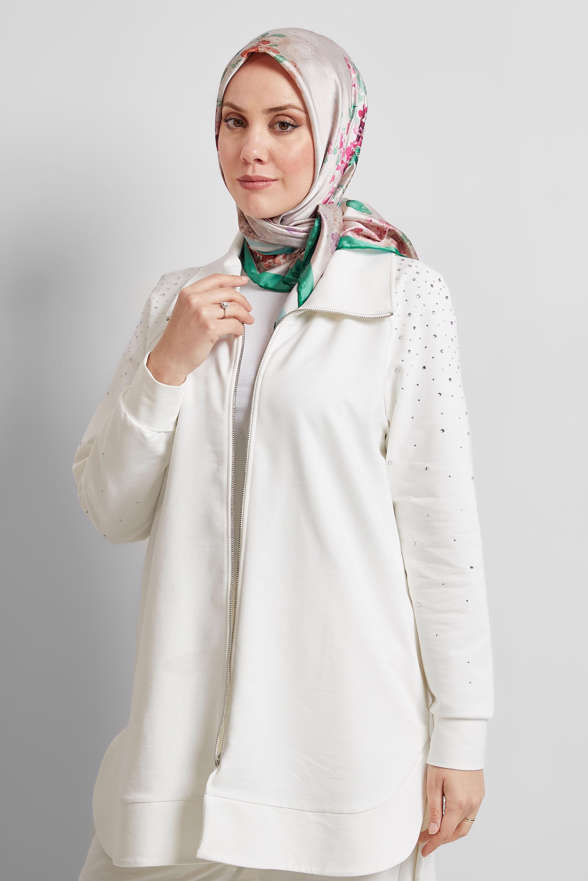 Tesettür giyim YEŞİL ALVİNA DESENLİ EŞARP 8523