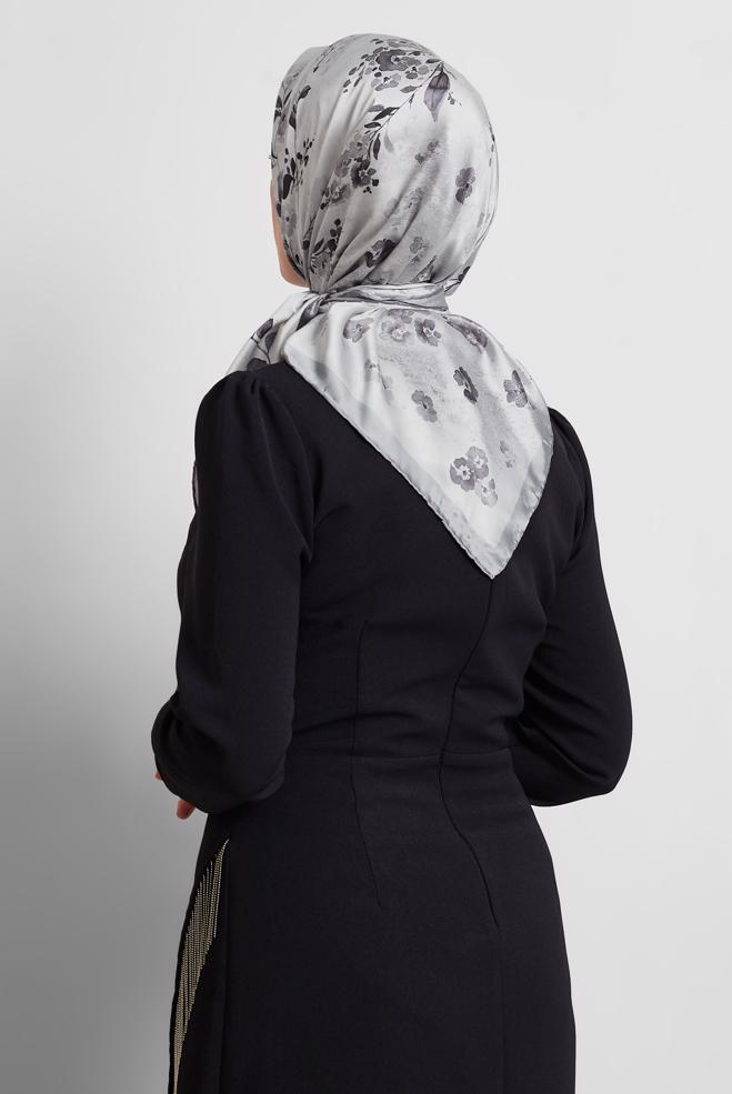 Tesettür giyim GRİ ALVİNA DESENLİ EŞARP 8523 - ALVİNA